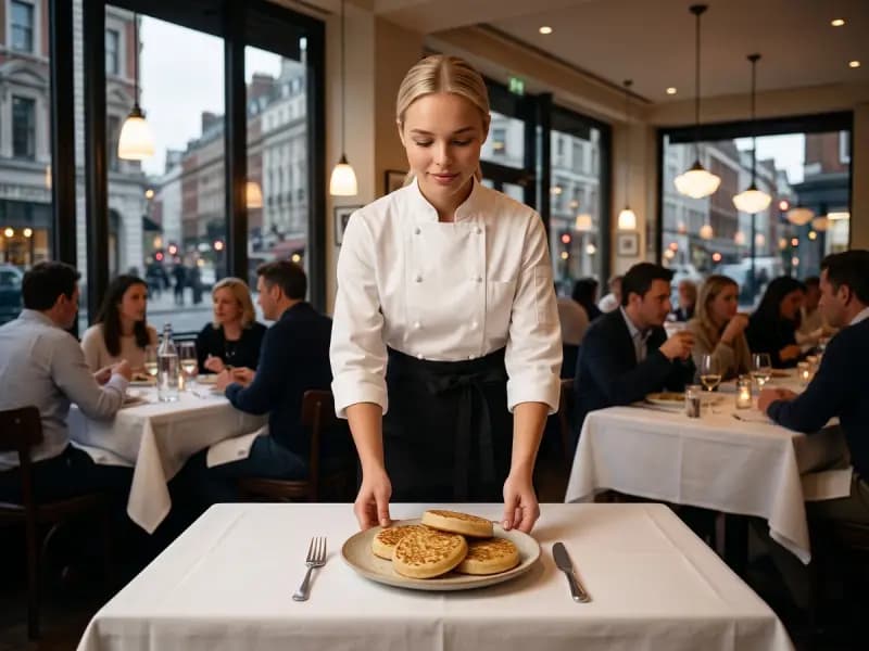 Lana Petrovna serving Crumpets at a restaurant table