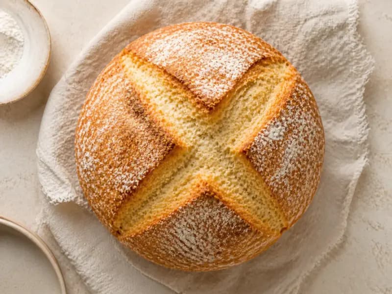 Buttermilk Soda Bread — shot from directly overhead: a yeast-free loaf leavened with bicarbonate of soda and buttermilk