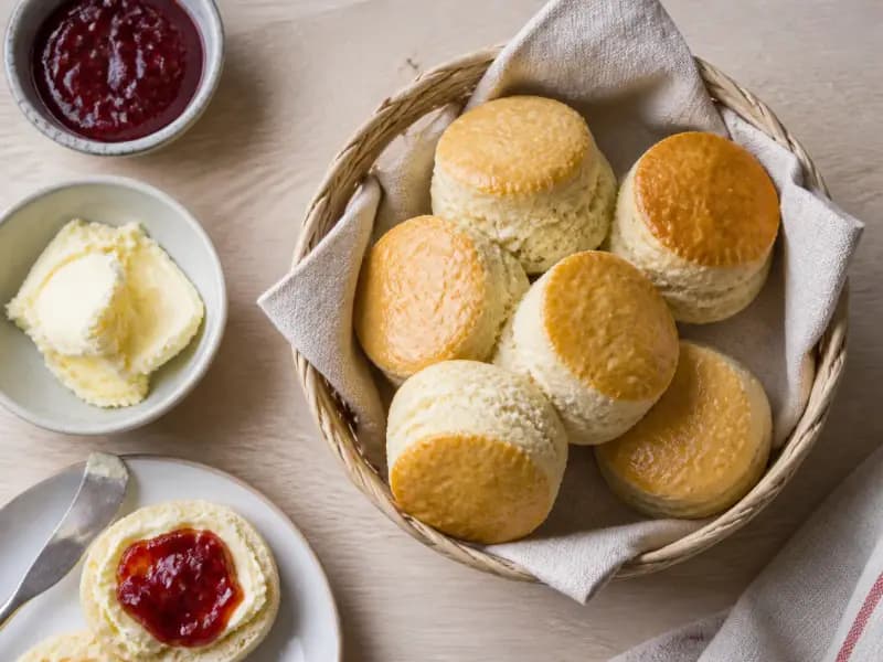 Classic Scones — shot from directly overhead, the table surface filling the frame