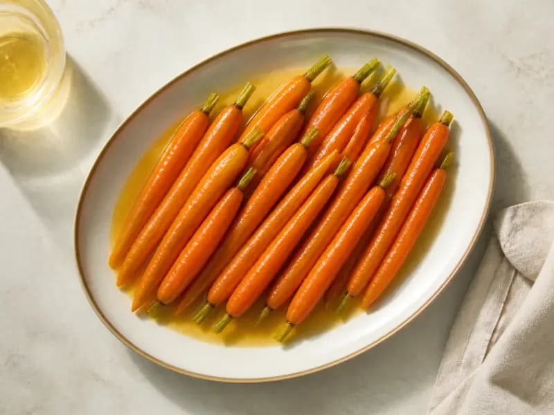 Glazed Carrots — shot from directly overhead: carrots cooked in one layer under a paper lid until the butter