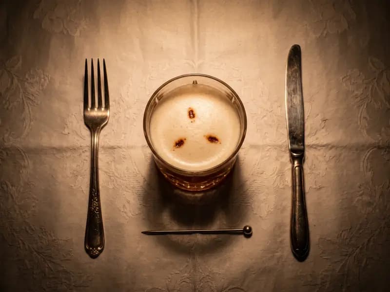 Whisky Sour — shot from directly overhead, the table surface filling the frame